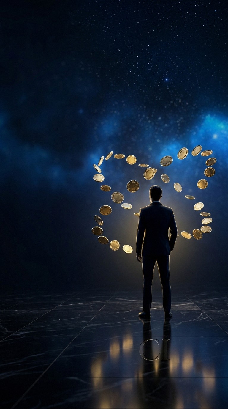 Player at gaming table with chips and cards